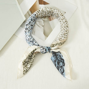 two tones leopard silky square bandana scarf
