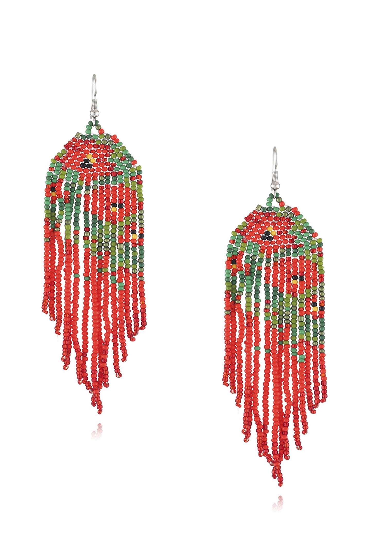 floral seed bead tassel earrings